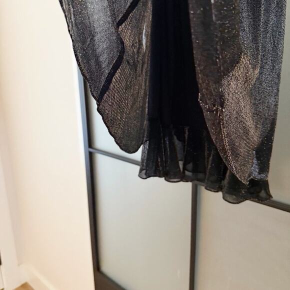 Vintage 80s 90s Black Silver Festive Swing Skater Mini Dress M/L USA Union Made - Picture 10 of 13